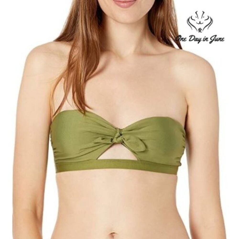 Vicious Young Babes Olive You Knotted Bandeau Bikini Top Size L